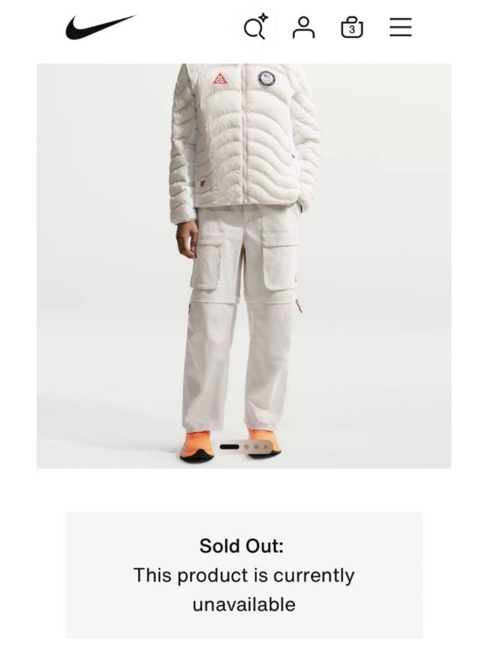Nike ACG Team USA 2026 Olympics Phantom Chile Zip Off Pants Size S